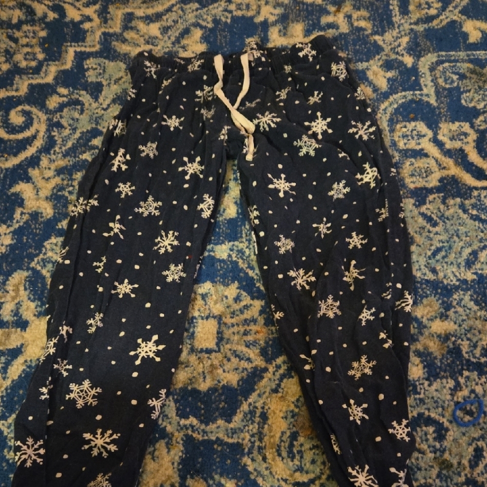 Old Navy Kids Pajama Bottoms - Navy with White Snowflakes